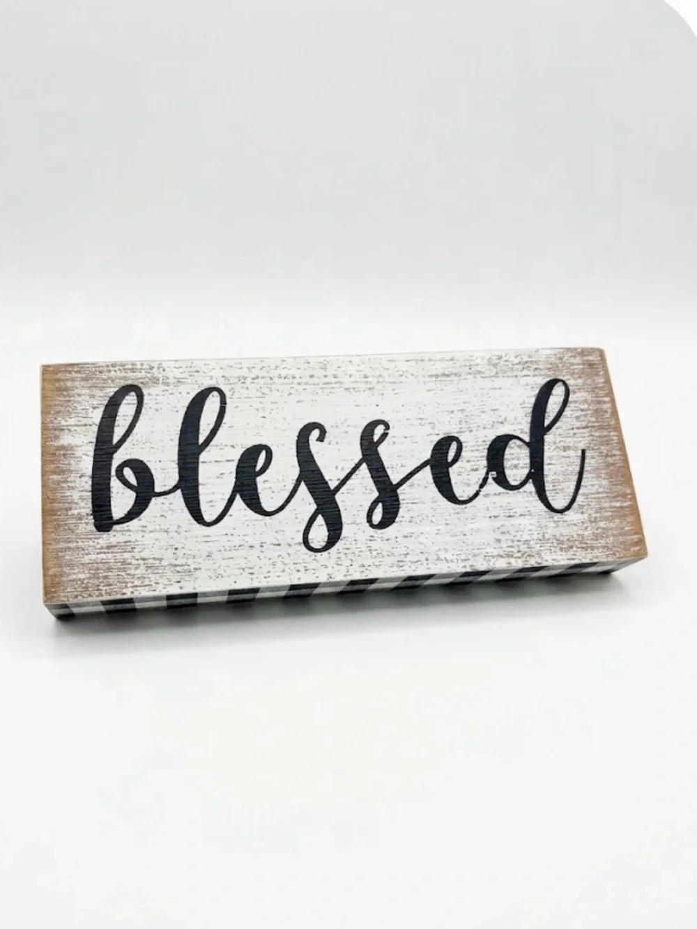Robert Stanley ⚜️🖤⚜️ BLESSED Wooden Buffalo Plaid Tiered Tray Decor Wall Art